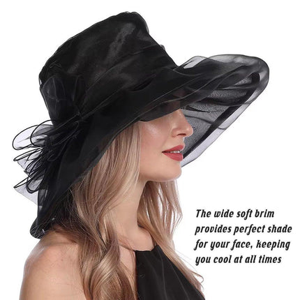Ladies Large Brim Sun Hat Lightweight Bowler Hat Summer Beach Outdoor Protection