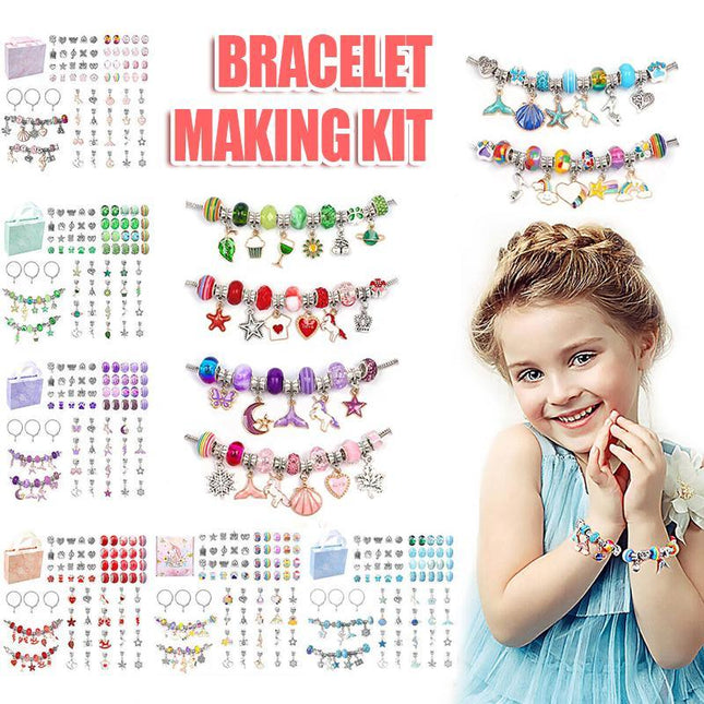 Beads Jewellery Charms Pendant Set DIY Craft Girls Kids Gift Bracelet Making Kit - Aimall