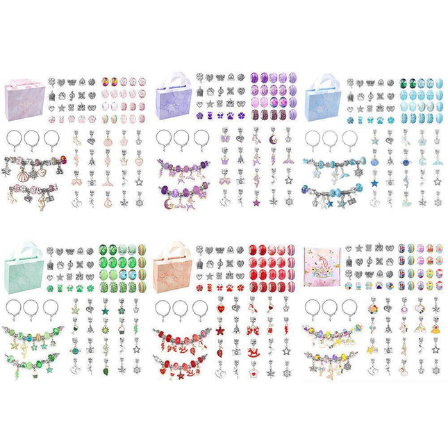 Beads Jewellery Charms Pendant Set DIY Craft Girls Kids Gift Bracelet Making Kit - Aimall