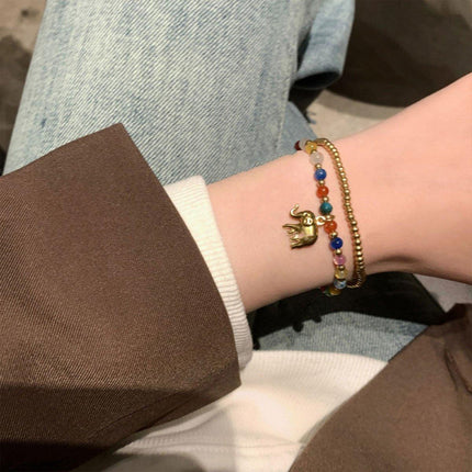 Handmade Ethnic Style Tibetan Bracelet Nepal Copper Bead Colourful Jewelry