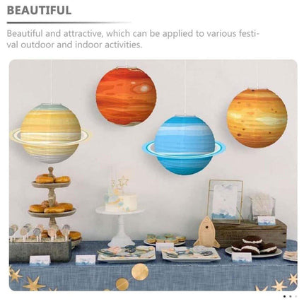8PCS Foldable Planet Paper Lantern DIY Handmade Round Star Theme Party Decor