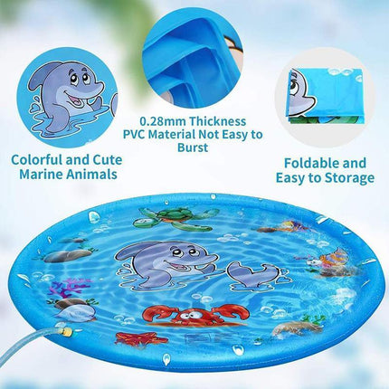 170CM Inflatable Water Splash Spray Mat Kids Sprinkler Play Pad Outdoor Pool - Aimall