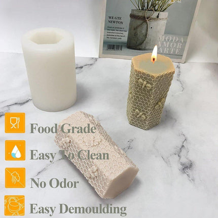 4PCS Handmade Silicone Candle Mold 3D Bee Honeycomb Art Wax Mold Cake Resin Mold