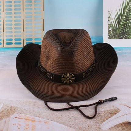 Outdoor Western Cowboy Hat Unisex Straw Hat Visor Hats Big Wide Brim Hat Summer