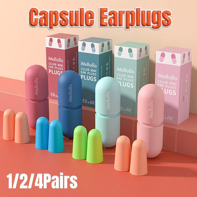 1/2/4 Pairs Soundproof Capsule Earplugs Noise Reduction Ear Plugs for Sleeping