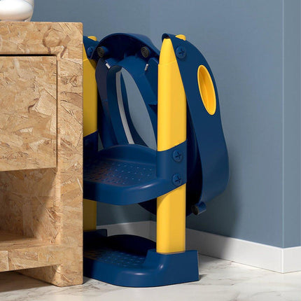 Potty Training Toilet Seat Chair with Ladder Step-Up Stool Foldable Design
