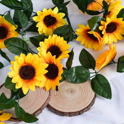 4pcs Artificial Sunflower Rattan Decorative Flower Garland Sunflower Vine Decor