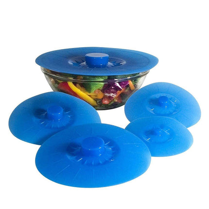 5pcs Silicone Crisper Lids Reusable Food Covers Stretchable Lids Kitchen Storage