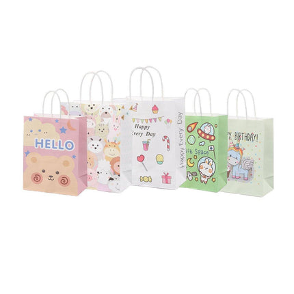 50PCS Colourful Kraft Paper Gift Bags Reusable Party Favor Bags for School Events