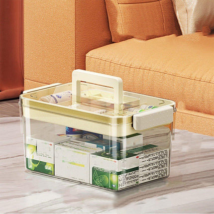 Large Capacity Two-Layer Medicine Box Household Transparent Medical Storage Box