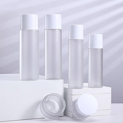10pcs Frosted Transparent Dispenser Bottle Lotion Skincare Plastic Bottles Set