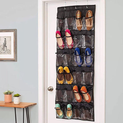 24 Pocket Shoe Organiser Bag Over Door Holder Hanging Shelf Storage Rack Hooks