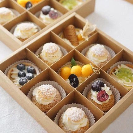 Clear Plastic Nine-grid Cake Box Pack of 10 Storage Containers High Quality