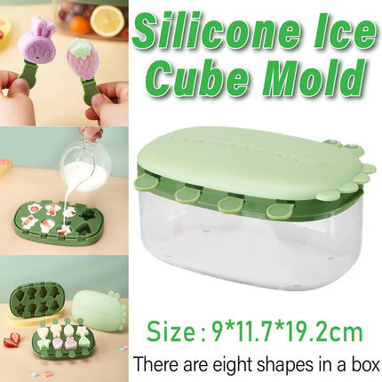 Ice Cube Mold with Lid Home Ice Storage Box Tray Silicone Ice Maker Molds