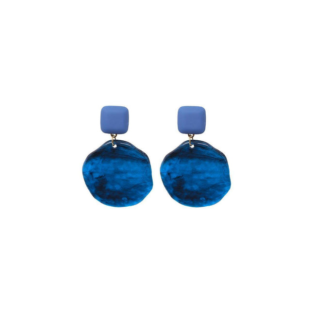 Elegant Blue Oil Drop Earrings Retro Fashion Silver Needle Jewellery Women