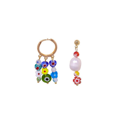 Handmade Colorful Flower Beaded Earrings Bohemian Fashion Jewelry Gift