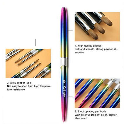 Kolinsky Acrylic Nail Art Brush Manicure Powder Professional Tools Size #2-18 - Aimall