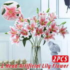 2PCS Artificial Lily Flowers Wedding Home Decor Fake Wild Lily Floral Stems