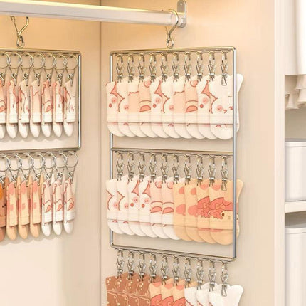 Stainless Steel Drying Rack Multi Function Windproof Underwear Clip Sock Hanger