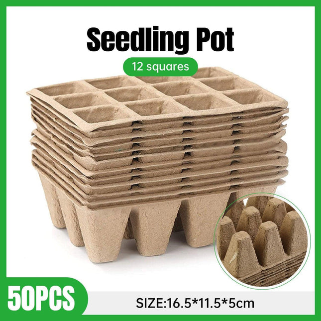 50pcs Disposable 12 Grid Seedling Tray Square Flowerpot Plug Starter Tray