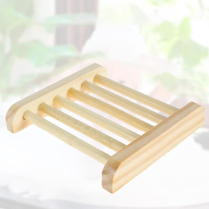 10x Natural Wooden Bamboo Holder Storage Soap Dish Tray Soap Rack Box Dishes - Aimall