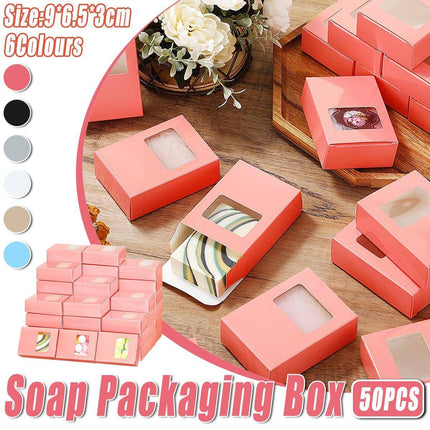 50X Soap Packaging Boxes Paper Box Kraft Window Rectangular