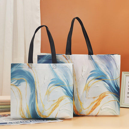 25xFashion Non Woven Tote Bags Reusable Shopping Bags Clothing Store Blue