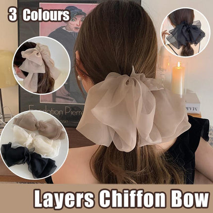 Large Tulle Bow Hair Clip Women Hair Clip Arty Headdress Gifts Ponytail Party - Aimall
