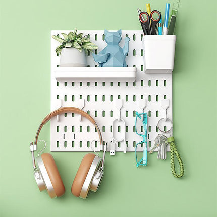 Wall Mounted Pegboard Storage Rack No Drill Organizer Tool Shelf Home Office
