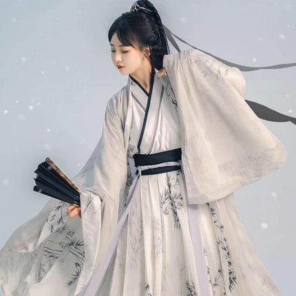 Hanfu Dress Women Ancient Chinese Traditional Fairy White Bamboo Costume Summer - Aimall