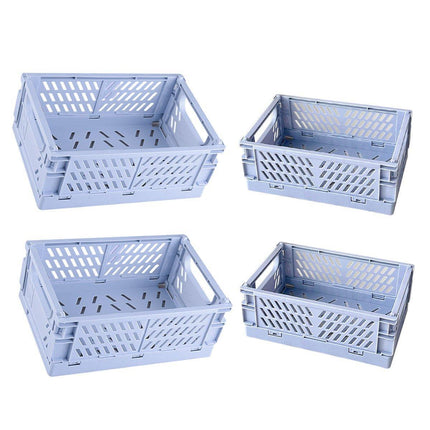 4PCS Desktop Foldable Storage Stackable Shelf Organiser Basket for Stationery