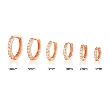 7sizes Hoop Earring Silver Zirconia Ear Huggie Hoop Cartilage Piercing Jewellery - Aimall