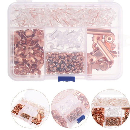 465PCS Rose Gold Thumbtacks Binder Clips Push Pins Set Office Supplies With Box