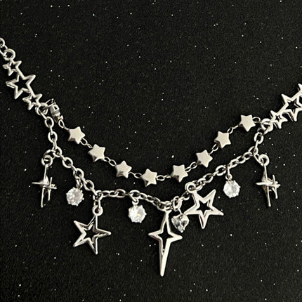 Stylish Star Tassel Geometric Necklace Chain Fashion Jewelry for Women and Girls