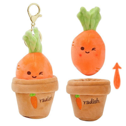 Lifelike Plants Potted Radish Stuffed Plush Toys Cartoon Plants kid keychain - Aimall