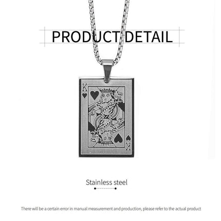 King of Hearts Poker Necklace Stainless Steel Pendant for Men Fashion Jewelry