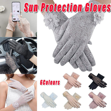 6 Colours Women UV Protection Lace Gloves Touchscreen Non-Slip Driving Gloves