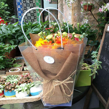 Transparent Tote Handbag Flower Bouquet Packaging Bag Valentine's Day Gift Bag - Aimall