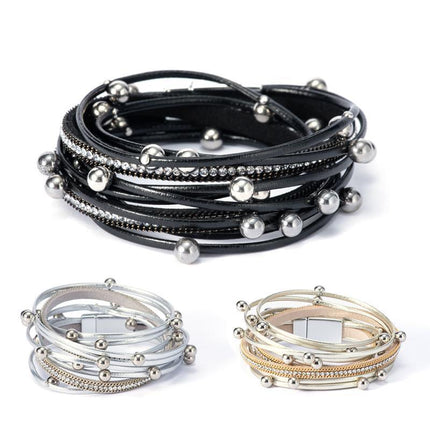 Fashion Multilayer Leather Bracelet Men Women Wristband Bangle Creative Jewelry - Aimall
