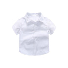 Boys Children's Kids White Short Sleeve School Shirt Open Neck With Lay Back Collar - Aimall