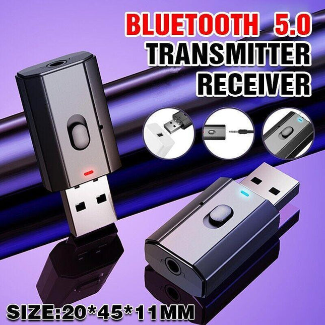 USB Bluetooth 5.0 Transmitter Receiver Audio Adapter AUX 3.5mm TV CAR PC Speaker - Aimall