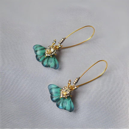 Fashion Vintage Green Fluttering Butterfly Earrings Elegant Jewelry for Women