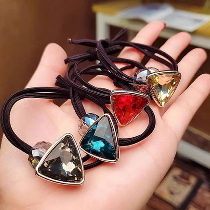 Women Headband Ponytail TriangleDiamond Stretch Hair Rope Multi Colours Concise - Aimall
