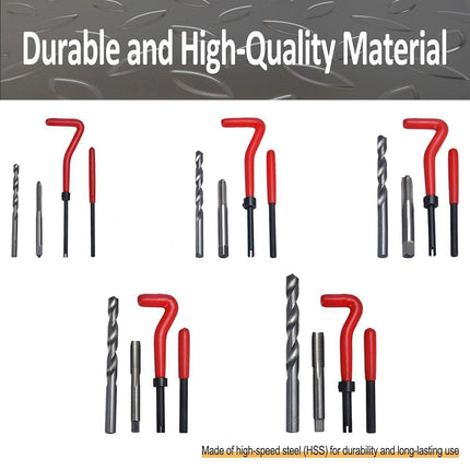 Thread Repair Kit 131 Pieces Helicoil-type M5 M6 M8 M10 M12 Twist Drill Bits - Aimall