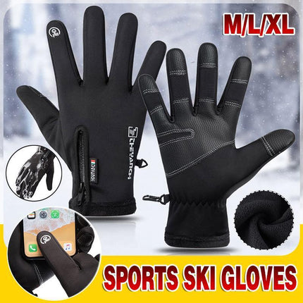 Winter Gloves Waterproof Thermal Touch Screen Thermal Windproof Warm Black - Aimall