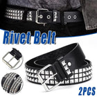 2PCS Square Rivet Belt Punk Style Jeans Waist Belt for Men and Women Fashion