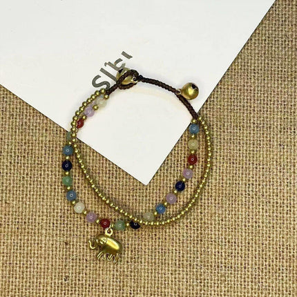 Handmade Ethnic Style Tibetan Bracelet Nepal Copper Bead Colourful Jewelry