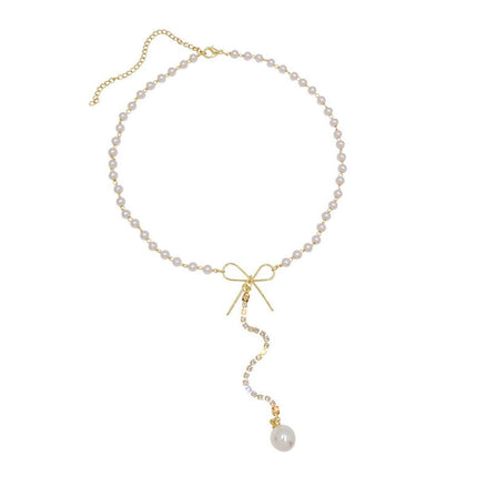 Bow Tie Short Necklace for Women Collarbone Chain Fashion Jewelry Elegant Gift