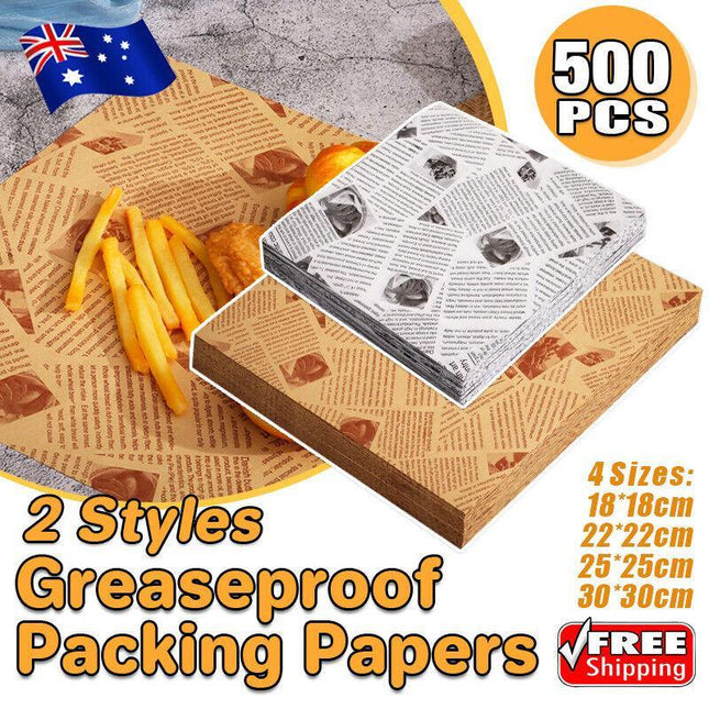 500PCS Food Wrapping Paper Oilpaper Greaseproof Baking Sandwich Packing Papers White Kraft - Aimall
