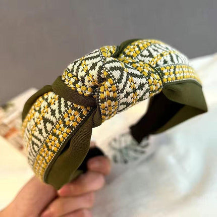 Women Lady Retro Boho Embroidery Cotton Wide Hair Headband Head Wrap Band hoop - Aimall